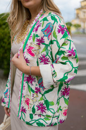 Kimono corto floreale Wu-side