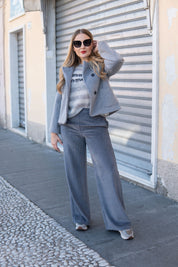 Pantalone a palazzo velluto grigio Gioia