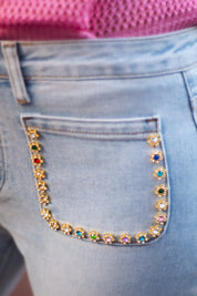 Jeans a Zampa Strass